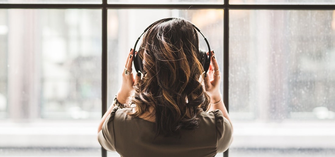 Girl wearing headphones