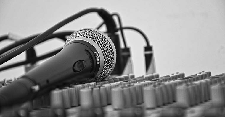 Microphone on mixer panel